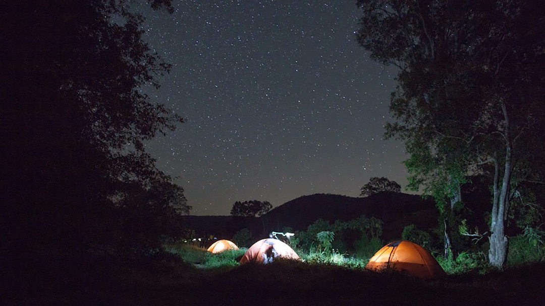 Night view during a family camp at Earth Lodge Australia